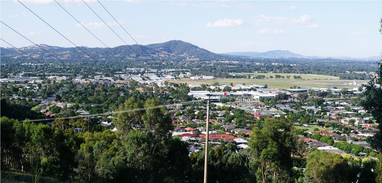 Looking over Albury and Albury Airport in southern New South Wales.