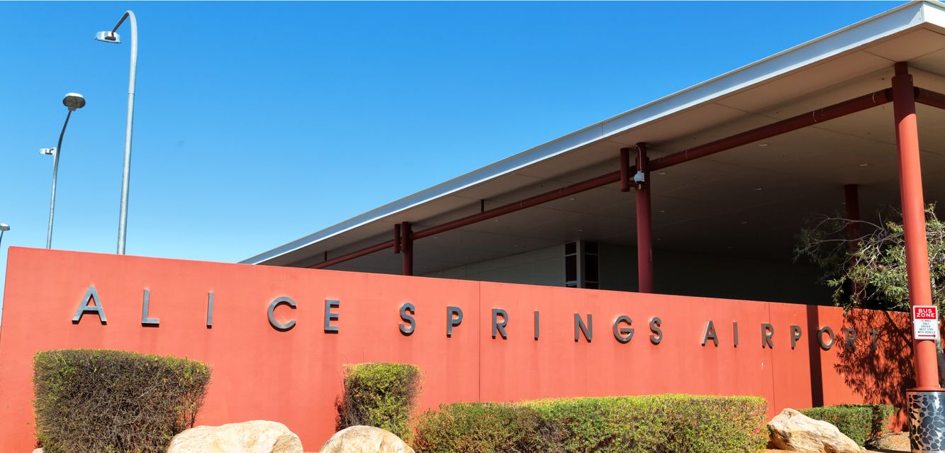 The entrance to Alice Springs Airport.