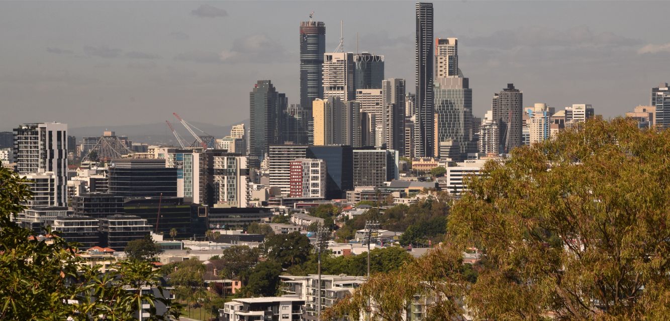 The Brisbane skyline from Ascot.