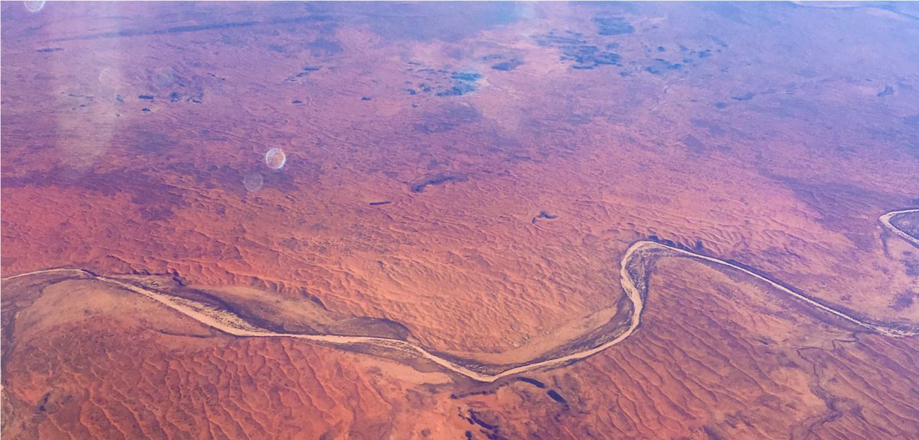 Flying over Yulara near Ayers Rock Airport, Northern Territory.