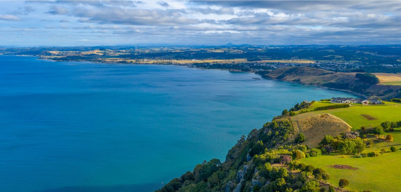 Tasmania’s north coast near Wynard and Burnie from the air.