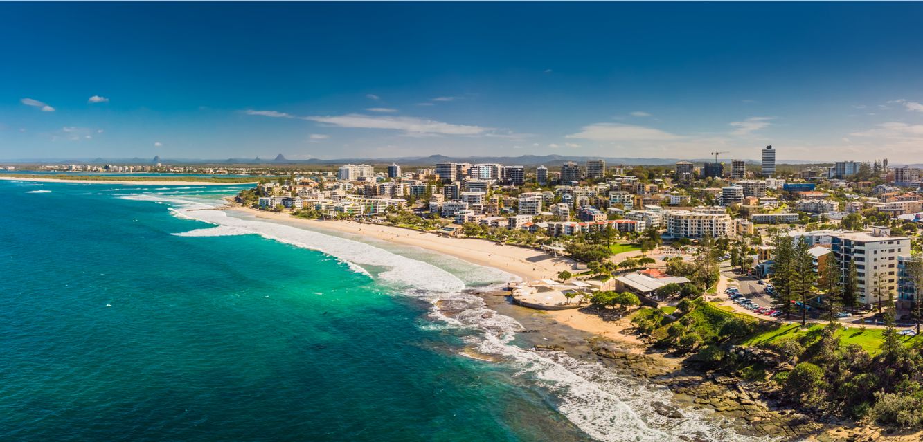 Beach scenes at beautiful Kings Beach, Caloundra, Queensland.