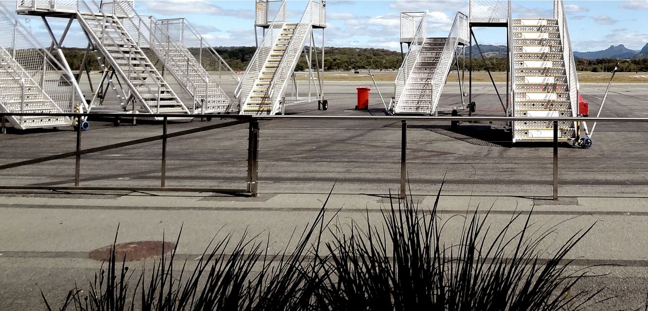 Airport passenger boarding stairs at Gold Coast Airport.
