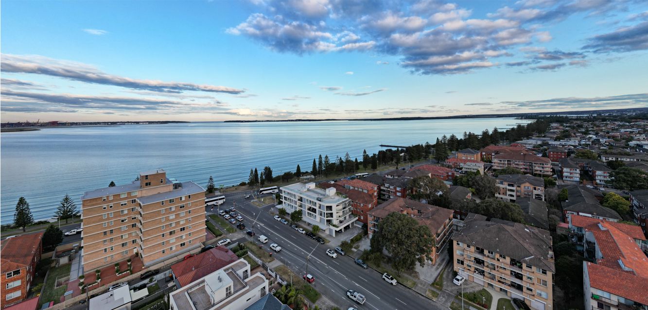An aerial view of Brighton Le-Sands and Botany Bay near Hurtsville, Sydney.