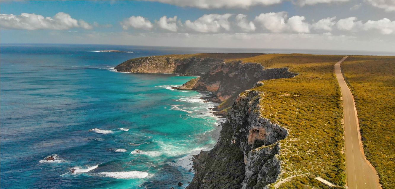 An aerial view of Flinders Chase National park on Kangaroo Island.