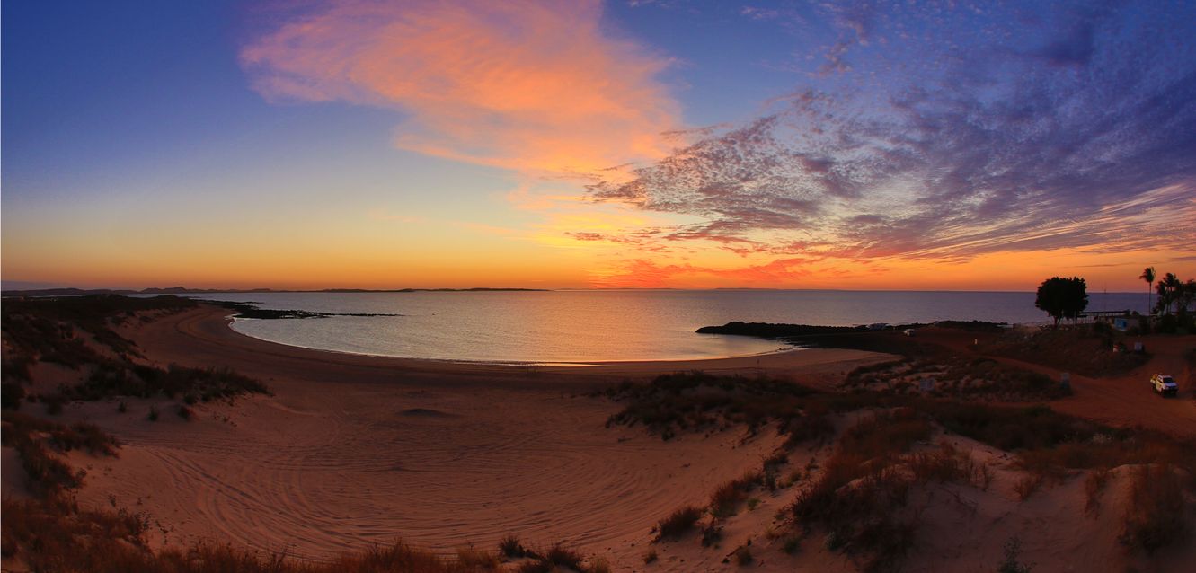 Sunset at Boat Beach near Cape Lambert, Karratha, in West Australia.