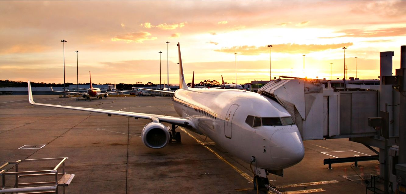 Airplane parked at the runway of Melbourne Airport