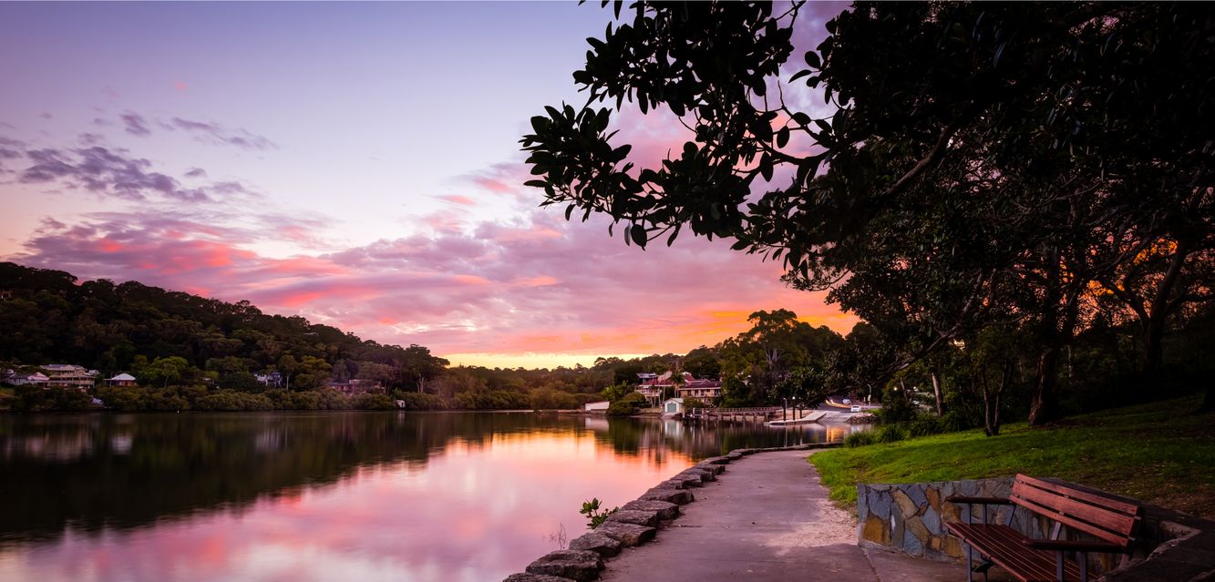 Sunset along the Georges River near Revesby, Sydney.