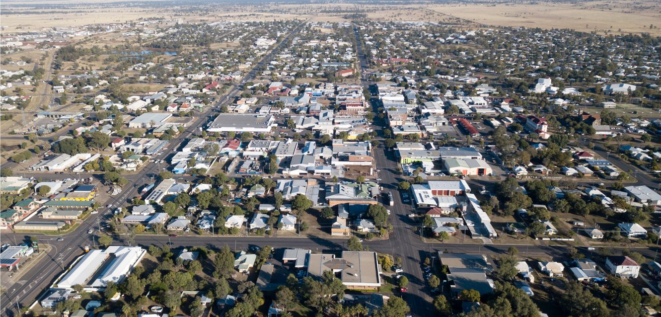 An aerial view of the Queensland town of Roma.
