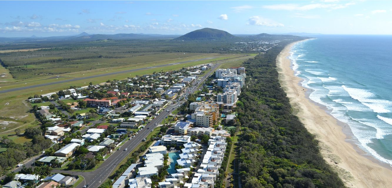 An aerial view of Sunshine Coast Airport.