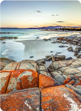 Drammatic landscape in The Gardens, Bay of Fires, Tasmania in Australia.
