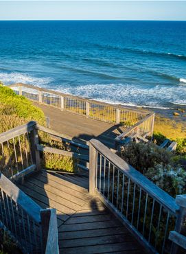 Wood tracks at Bells Beach near Melbourne, Victoria, Australia.