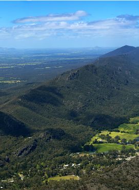 Panorama from the Baroka look out near Halls Gap in Grampians National Park.