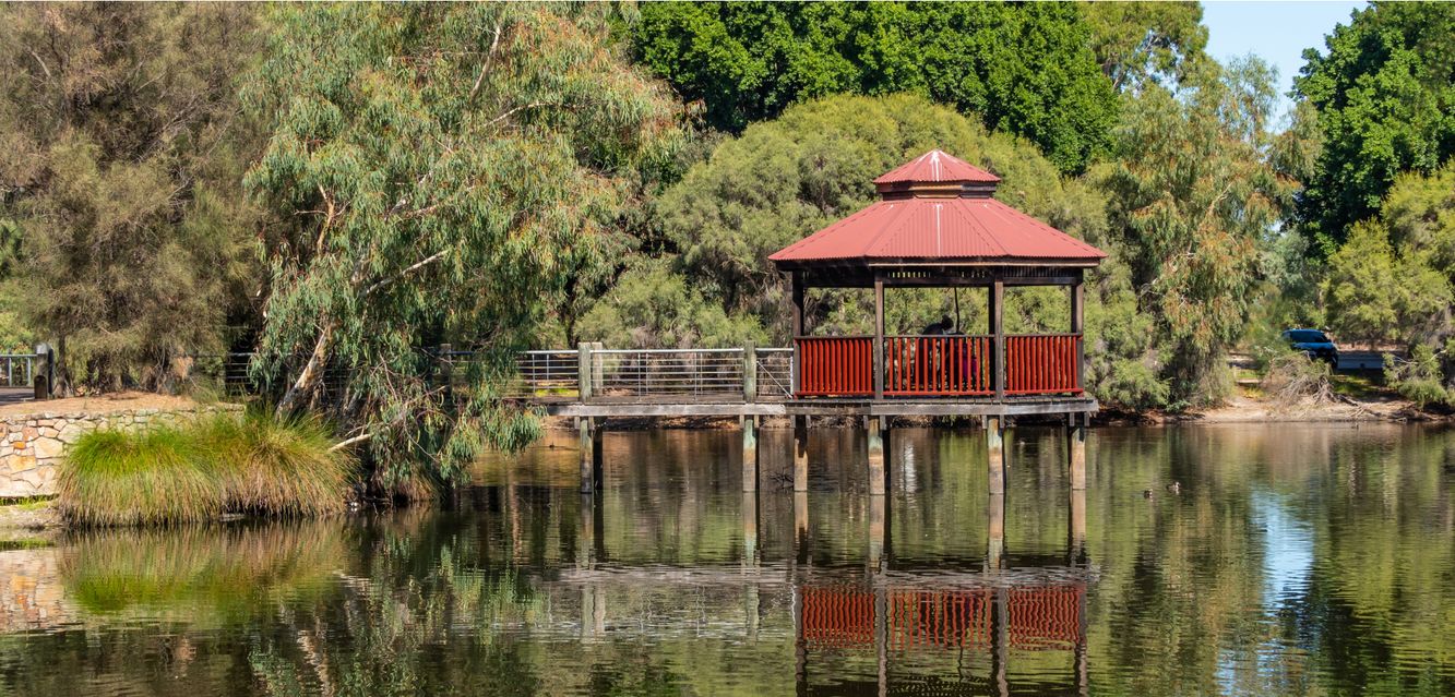 Gazebo at Tomato Lake near Welshpool in Perth.