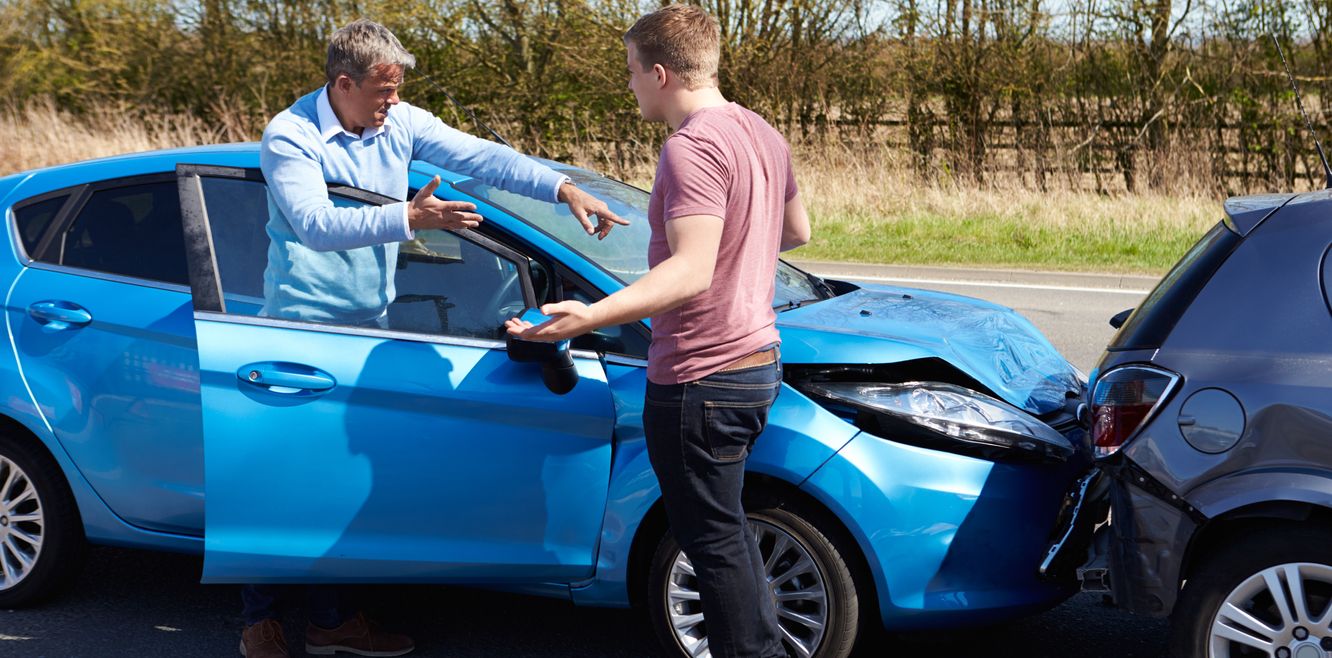 Two men and a car accident