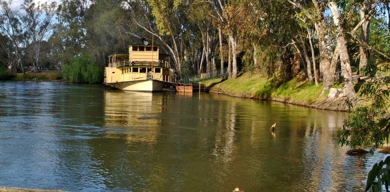 A paddle steamer on the Murray River near Albury.