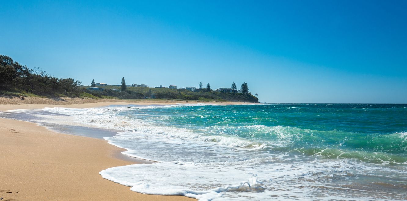 Sunny view of Shelly Beach at Caloundra, Queensland.