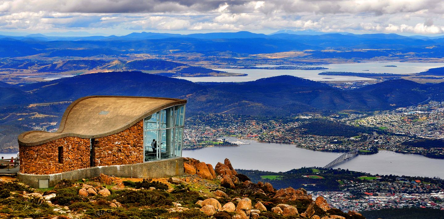Overlooking Hobart at sunset.
