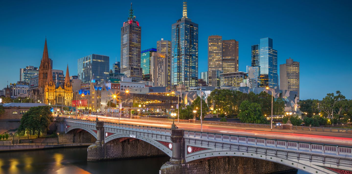 Twilight over Melbourne, Victoria.