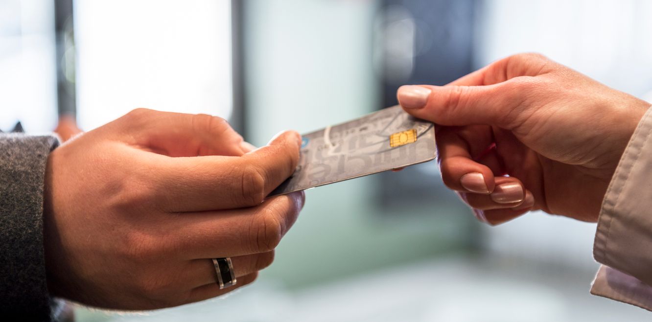 Handing over a credit card