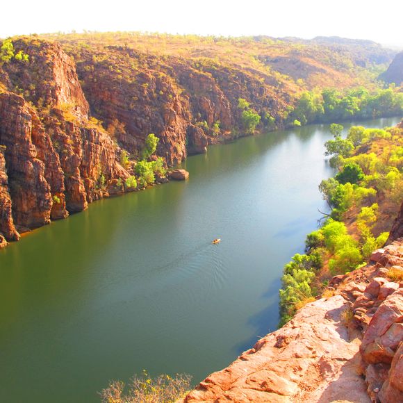 A panoramic view over Nitmiluk Gorge.