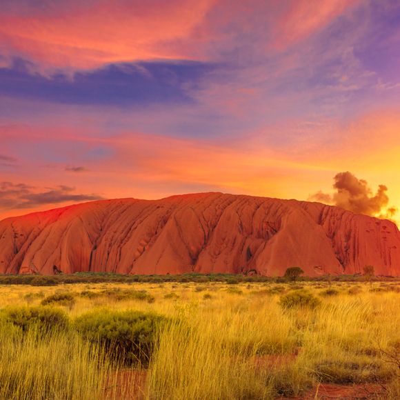 Uluru at sunset.