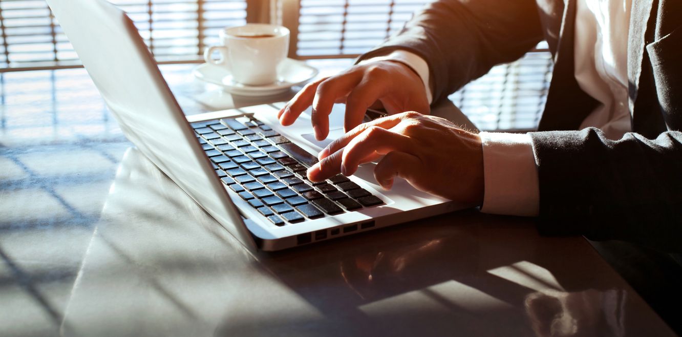 Using a laptop at the airport