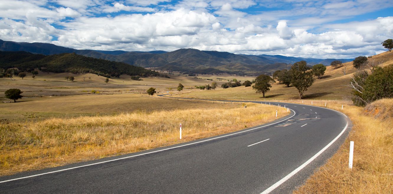 Road scene near the Snowy Mountains.
