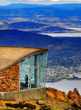 Overlooking Hobart at Sunset.