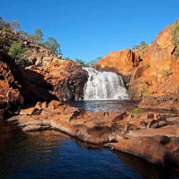 Small waterfall and pool with clear water, Kakadu National Park.