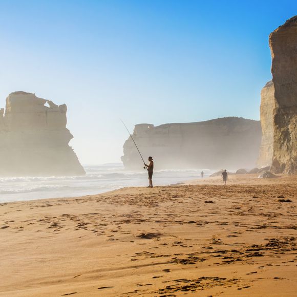 Fishing by the 12 Apostles on the Great Ocean Road.