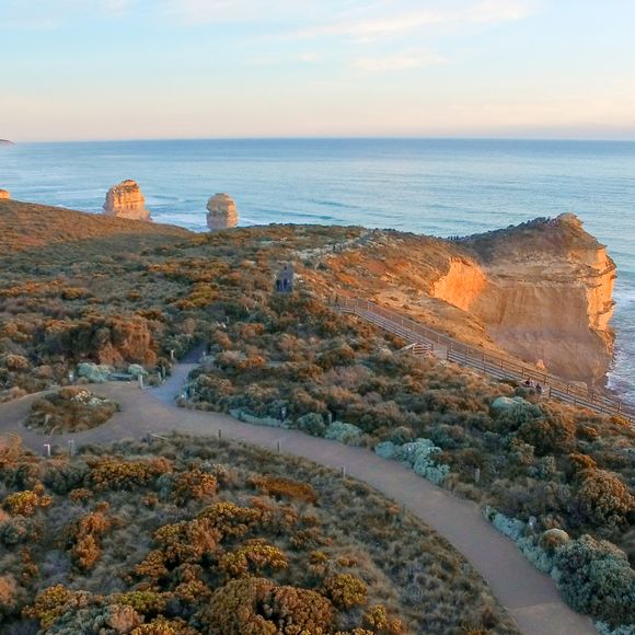 Bird eye view of the Great Ocean Road in Victoria, Australia.